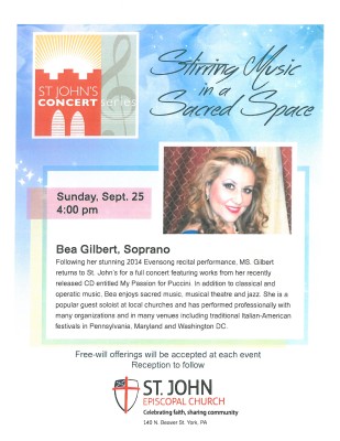 St. John's Concert Series - Bea Gilbert, soprano