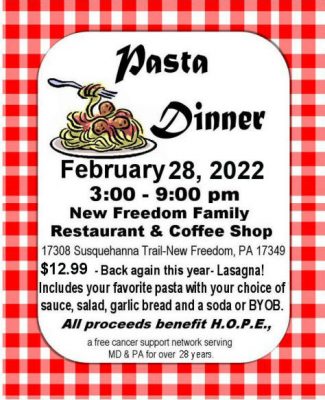 Pasta Dinner to Support H.O.P.E.