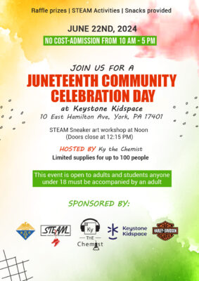 Juneteenth Community Celebration Day at Keystone Kidspace - with STEAM Sneaker art workshop!